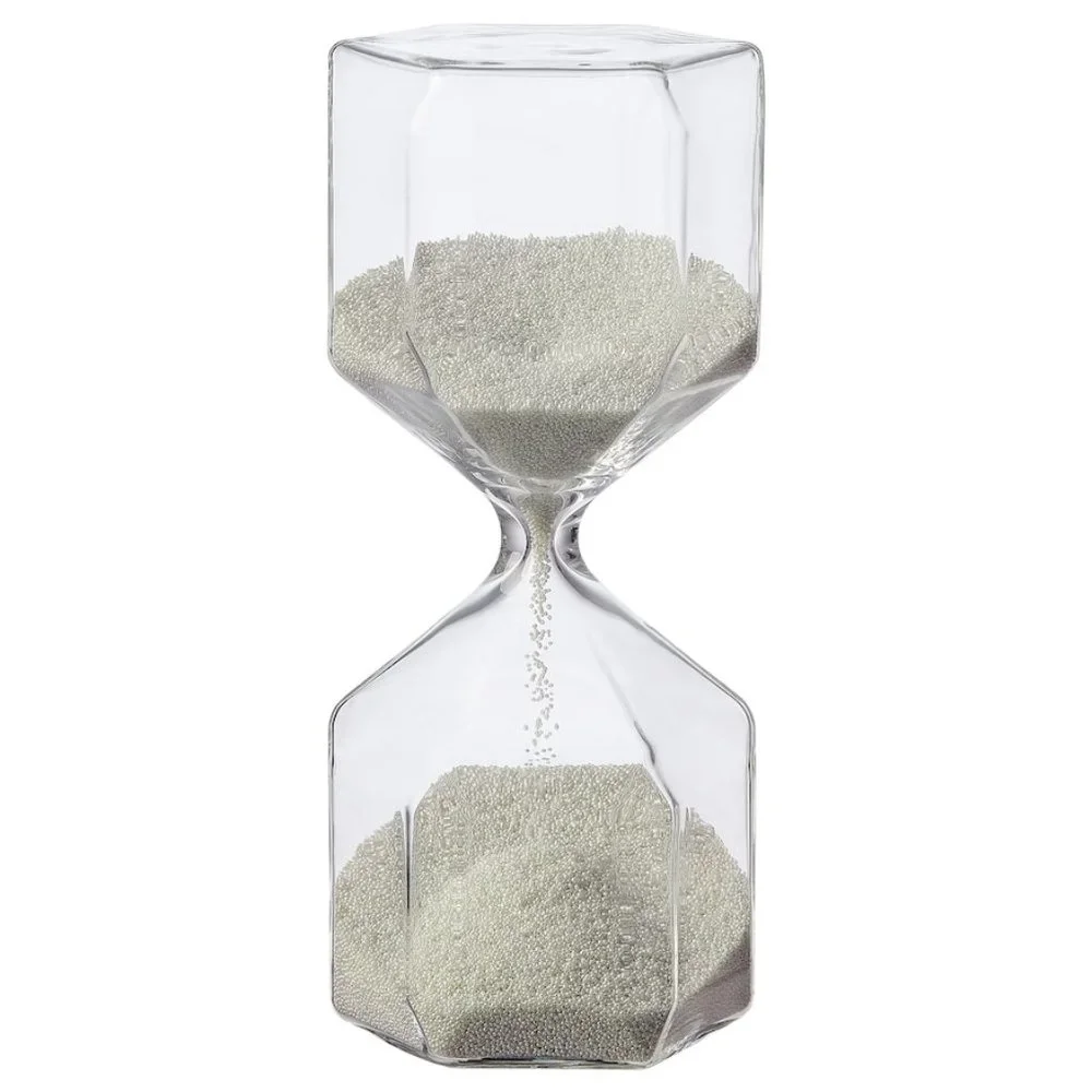 NEW - Ikea TILLSYN Decorative Hourglass, Clear Glass/White 7